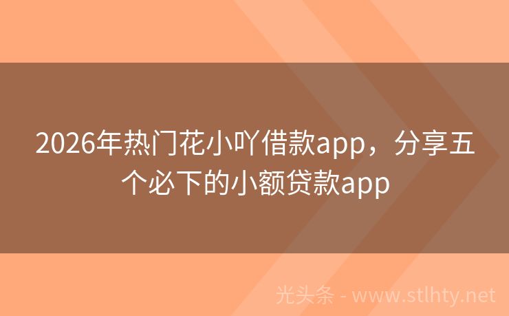 2026年热门花小吖借款app，分享五个必下的小额贷款app