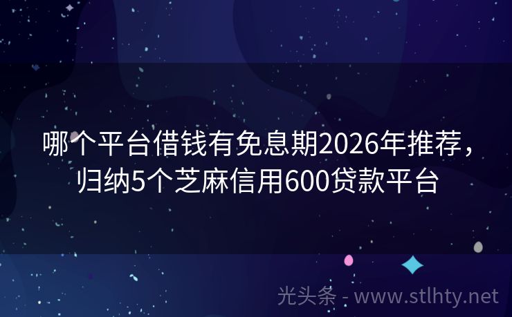哪个平台借钱有免息期2026年推荐，归纳5个芝麻信用600贷款平台
