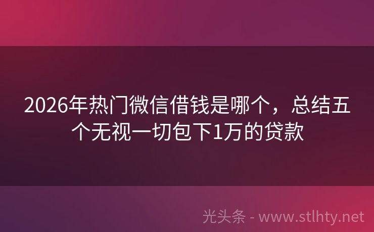 2026年热门微信借钱是哪个，总结五个无视一切包下1万的贷款