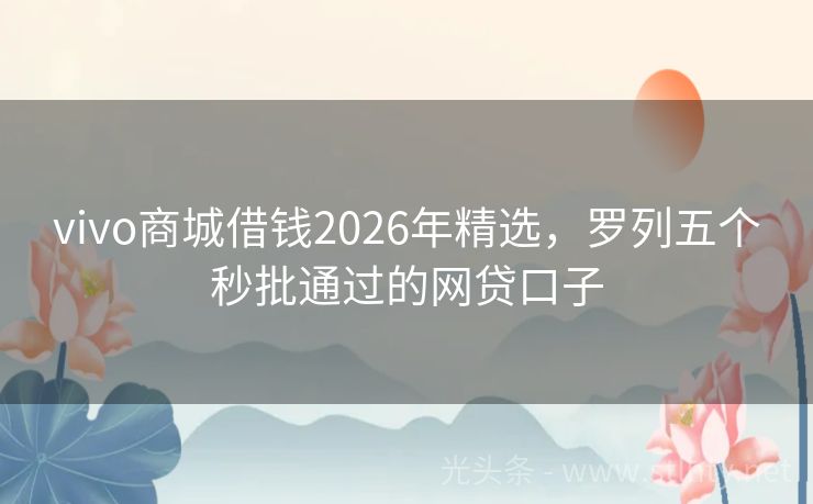 vivo商城借钱2026年精选，罗列五个秒批通过的网贷口子