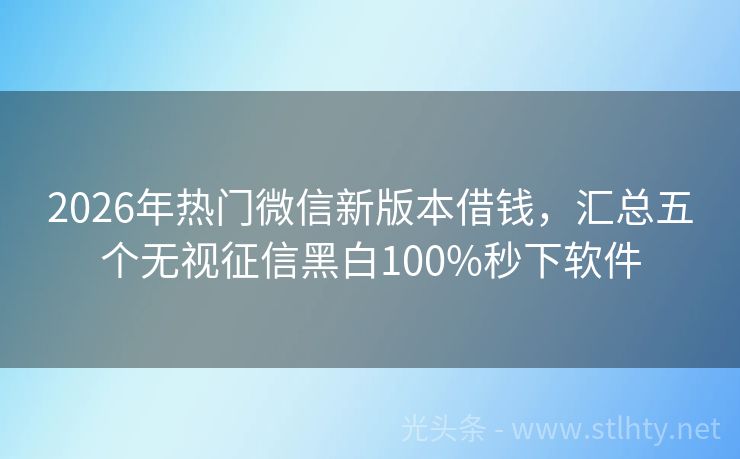 2026年热门微信新版本借钱，汇总五个无视征信黑白100%秒下软件