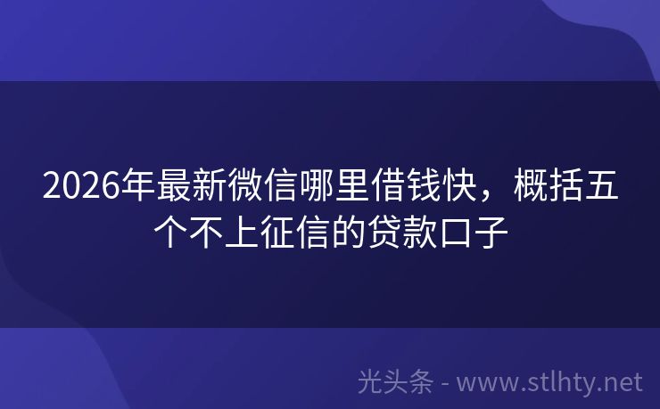 2026年最新微信哪里借钱快，概括五个不上征信的贷款口子