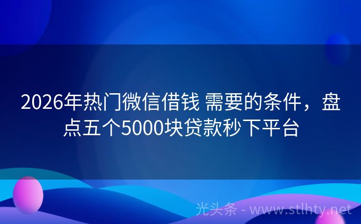 2026年热门微信借钱 需要的条件，盘点五个5000块贷款秒下平台