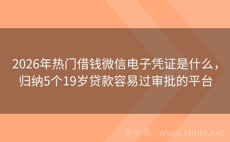 2026年热门借钱微信电子凭证是什么，归纳5个19岁贷款容易过审批的平台