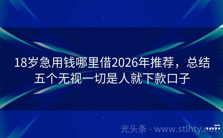 18岁急用钱哪里借2026年推荐，总结五个无视一切是人就下款口子