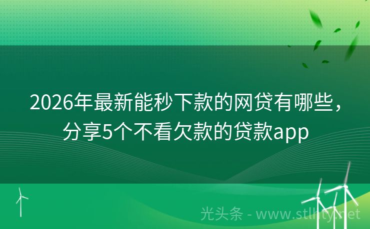 2026年最新能秒下款的网贷有哪些，分享5个不看欠款的贷款app