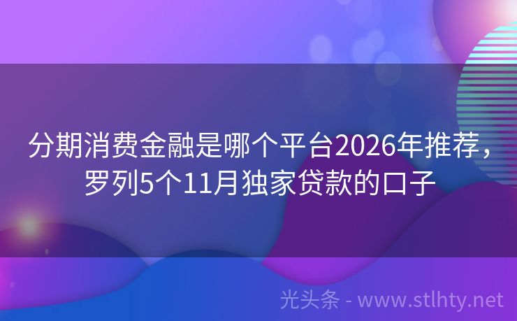 分期消费金融是哪个平台2026年推荐，罗列5个11月独家贷款的口子