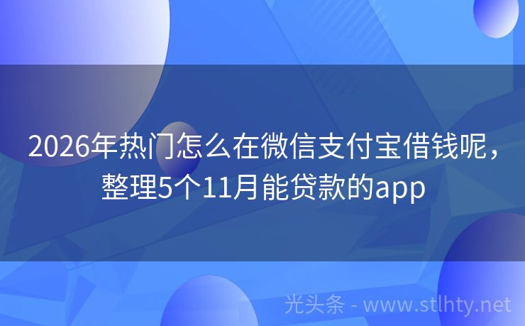 2026年热门怎么在微信支付宝借钱呢，整理5个11月能贷款的app