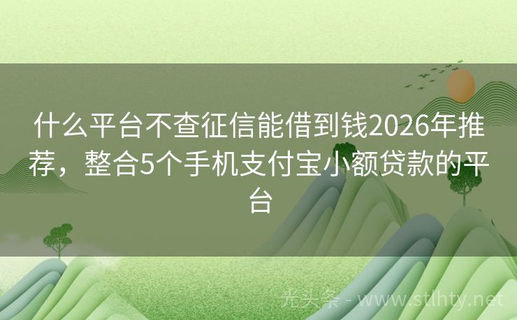 什么平台不查征信能借到钱2026年推荐，整合5个手机支付宝小额贷款的平台