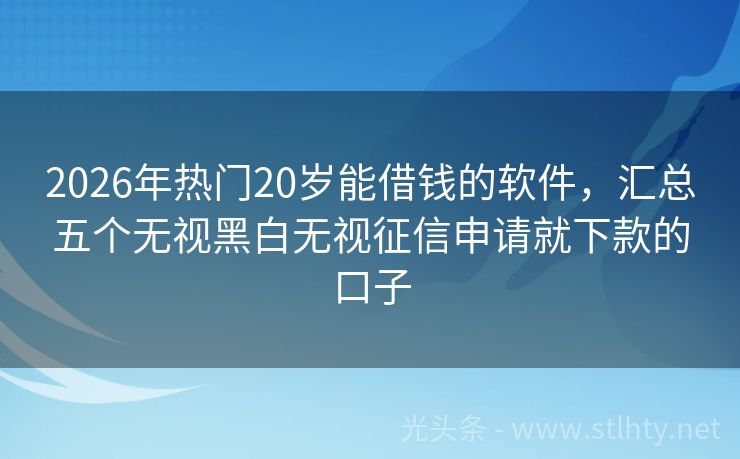 2026年热门20岁能借钱的软件，汇总五个无视黑白无视征信申请就下款的口子