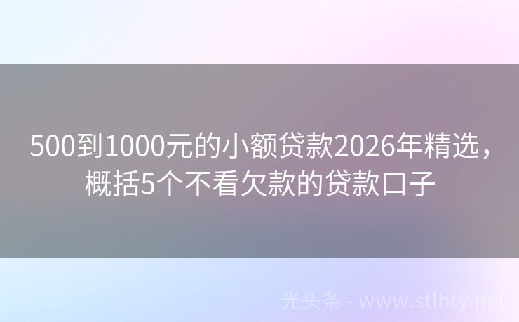 500到1000元的小额贷款2026年精选，概括5个不看欠款的贷款口子