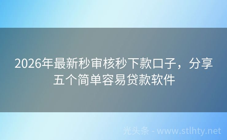 2026年最新秒审核秒下款口子，分享五个简单容易贷款软件