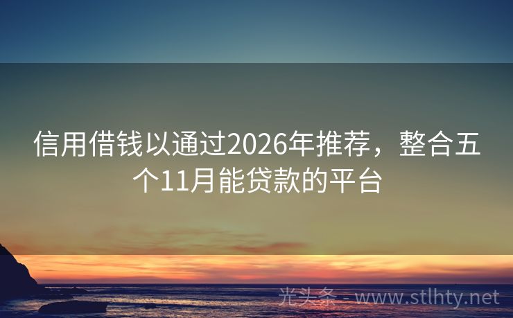 信用借钱以通过2026年推荐，整合五个11月能贷款的平台