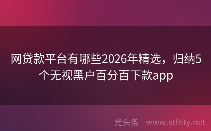 网贷款平台有哪些2026年精选，归纳5个无视黑户百分百下款app