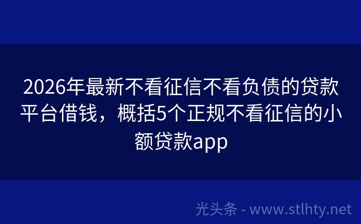 2026年最新不看征信不看负债的贷款平台借钱，概括5个正规不看征信的小额贷款app