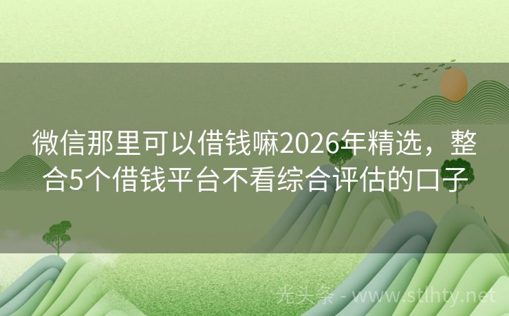 微信那里可以借钱嘛2026年精选，整合5个借钱平台不看综合评估的口子