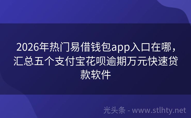2026年热门易借钱包app入口在哪，汇总五个支付宝花呗逾期万元快速贷款软件