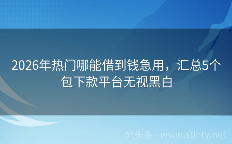 2026年热门哪能借到钱急用，汇总5个包下款平台无视黑白