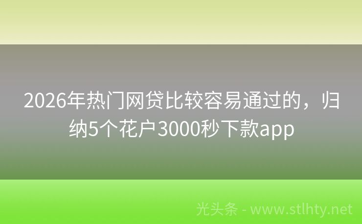 2026年热门网贷比较容易通过的，归纳5个花户3000秒下款app
