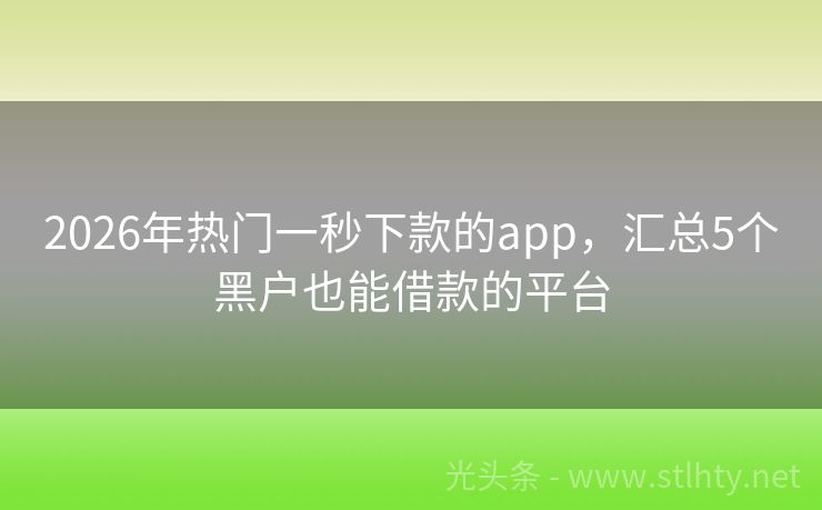 2026年热门一秒下款的app，汇总5个黑户也能借款的平台