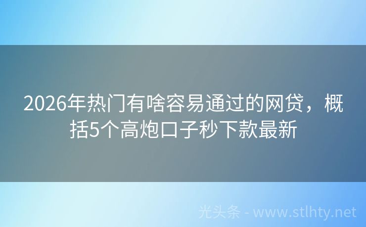 2026年热门有啥容易通过的网贷，概括5个高炮口子秒下款最新