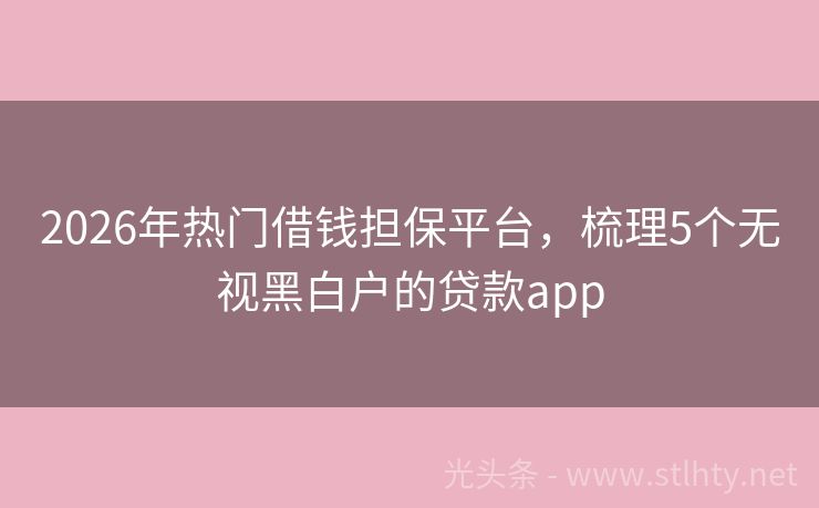 2026年热门借钱担保平台，梳理5个无视黑白户的贷款app