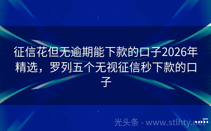 征信花但无逾期能下款的口子2026年精选，罗列五个无视征信秒下款的口子
