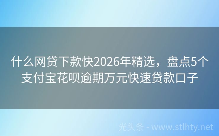 什么网贷下款快2026年精选，盘点5个支付宝花呗逾期万元快速贷款口子