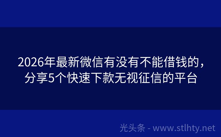 2026年最新微信有没有不能借钱的，分享5个快速下款无视征信的平台