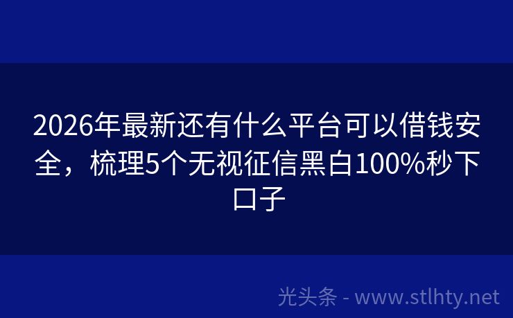 2026年最新还有什么平台可以借钱安全，梳理5个无视征信黑白100%秒下口子
