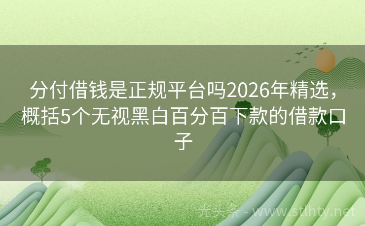分付借钱是正规平台吗2026年精选，概括5个无视黑白百分百下款的借款口子