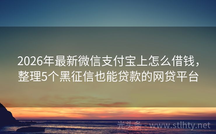 2026年最新微信支付宝上怎么借钱，整理5个黑征信也能贷款的网贷平台