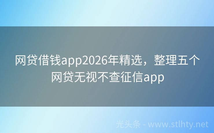 网贷借钱app2026年精选，整理五个网贷无视不查征信app