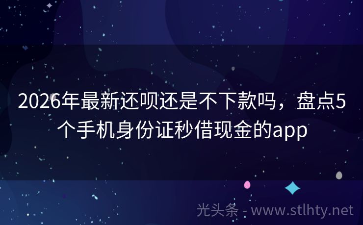 2026年最新还呗还是不下款吗，盘点5个手机身份证秒借现金的app