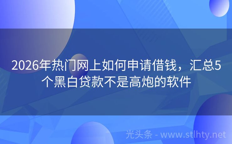 2026年热门网上如何申请借钱，汇总5个黑白贷款不是高炮的软件