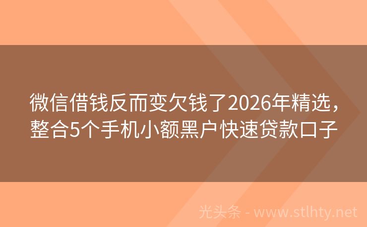 微信借钱反而变欠钱了2026年精选，整合5个手机小额黑户快速贷款口子