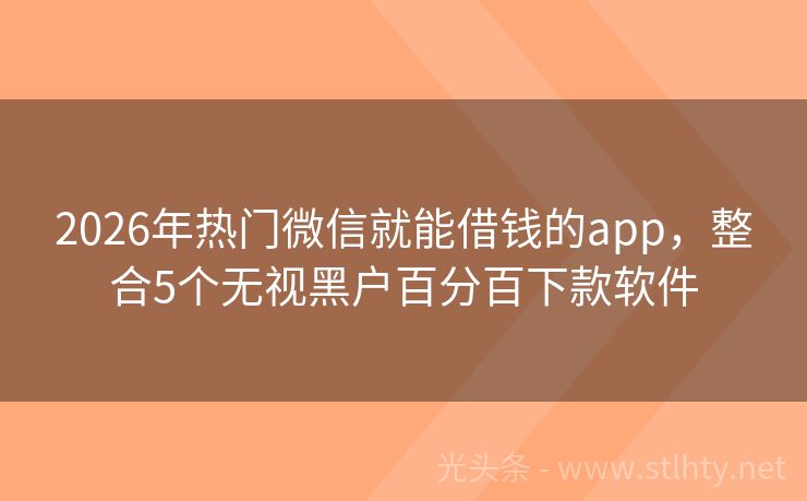 2026年热门微信就能借钱的app，整合5个无视黑户百分百下款软件