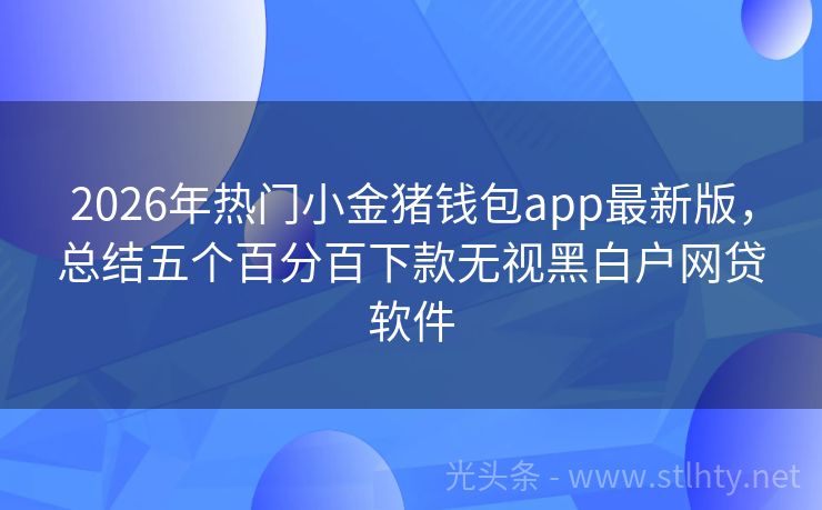 2026年热门小金猪钱包app最新版，总结五个百分百下款无视黑白户网贷软件
