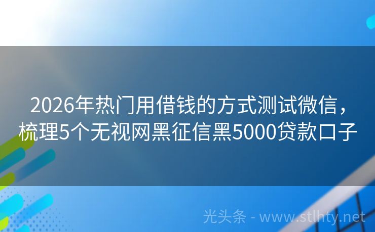 2026年热门用借钱的方式测试微信，梳理5个无视网黑征信黑5000贷款口子