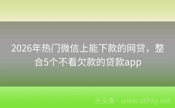 2026年热门微信上能下款的网贷，整合5个不看欠款的贷款app