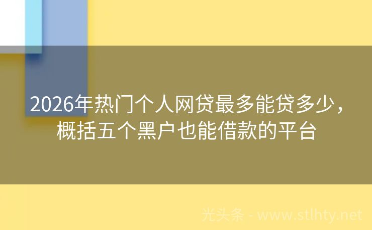 2026年热门个人网贷最多能贷多少，概括五个黑户也能借款的平台