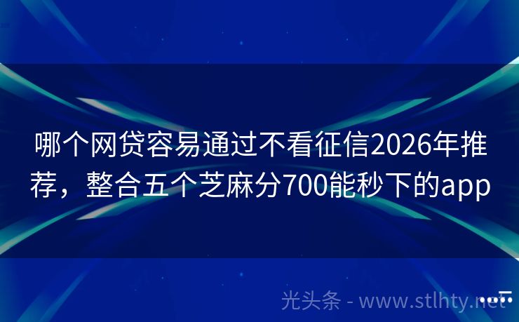 哪个网贷容易通过不看征信2026年推荐，整合五个芝麻分700能秒下的app