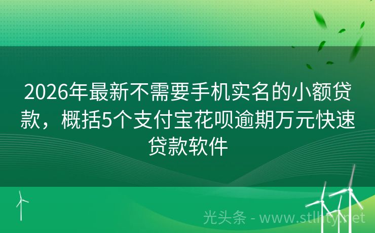 2026年最新不需要手机实名的小额贷款，概括5个支付宝花呗逾期万元快速贷款软件