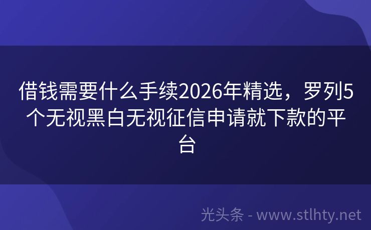 借钱需要什么手续2026年精选，罗列5个无视黑白无视征信申请就下款的平台