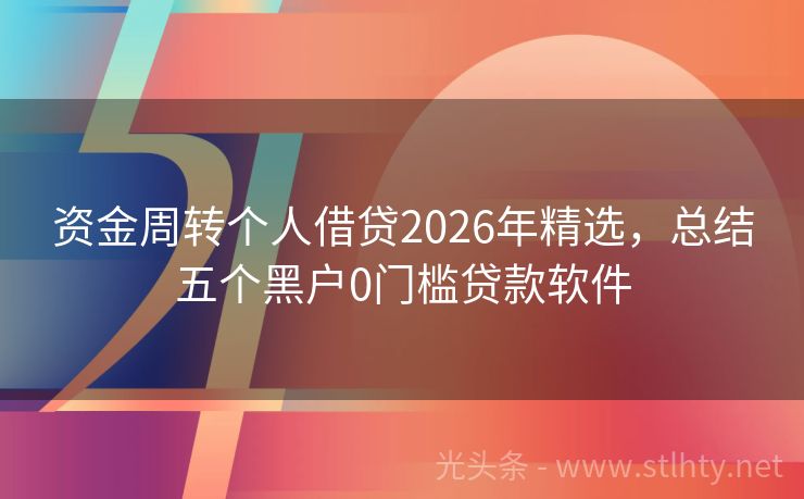 资金周转个人借贷2026年精选，总结五个黑户0门槛贷款软件