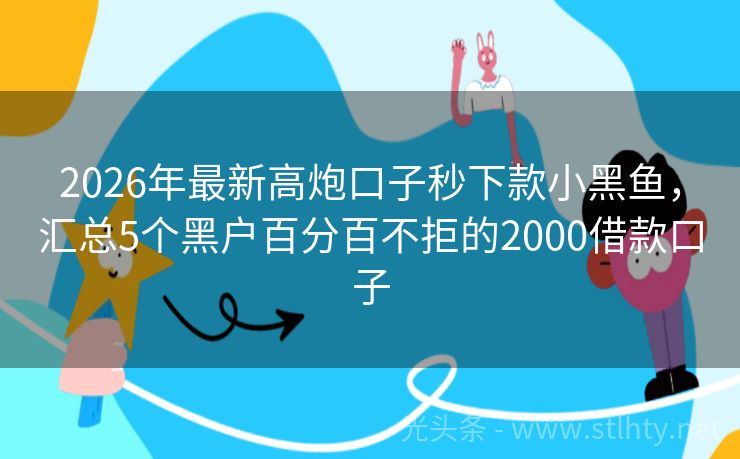 2026年最新高炮口子秒下款小黑鱼，汇总5个黑户百分百不拒的2000借款口子