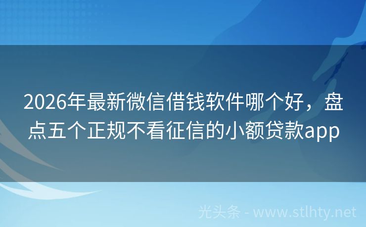 2026年最新微信借钱软件哪个好，盘点五个正规不看征信的小额贷款app