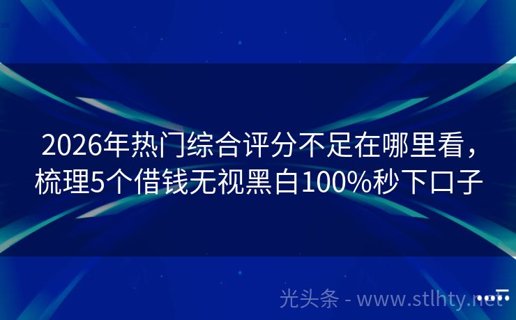 2026年热门综合评分不足在哪里看，梳理5个借钱无视黑白100%秒下口子