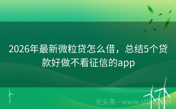 2026年最新微粒贷怎么借，总结5个贷款好做不看征信的app
