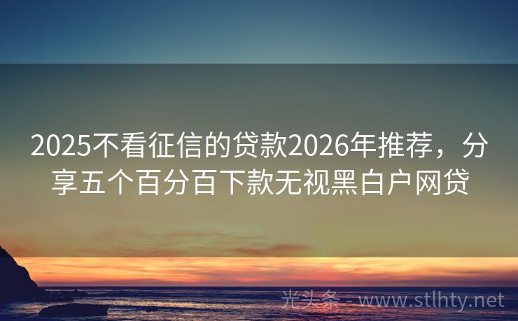 2025不看征信的贷款2026年推荐，分享五个百分百下款无视黑白户网贷